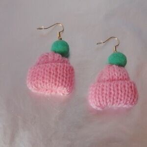 Pink Pierced Hat Earrings